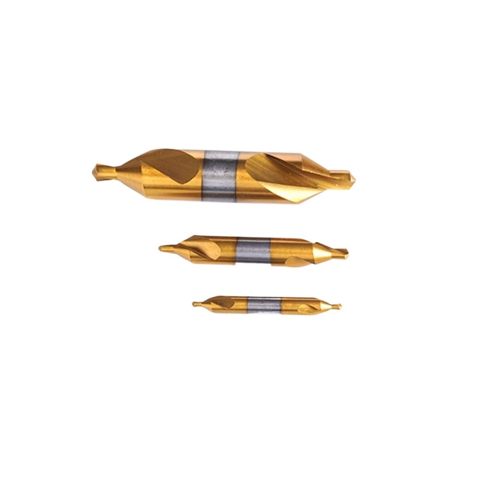 Wiertła centrujące HSS, Wiertło centrujące typu A HSS Ti-plated Kobaltowe rowki spiralne ze stali nierdzewnej Opakowanie 5 szt. A1.0 do A6(HSS TiN Coated,A2.5 (6MM)-10PCS)