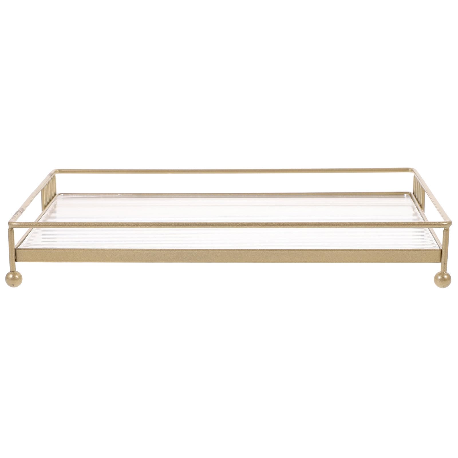 TEHAUX bandejas Decorativas de mostrador Organizador de baño para encimera de baño y Cocina, Dorado, Acero al Carbono y acrílico, práctico y fácil de Instalar