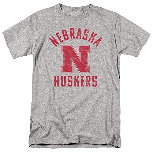University of Nebraska Official Nebraska Cornhuskers Logo Unisex Adult T-Shirt Athletic Heather Large