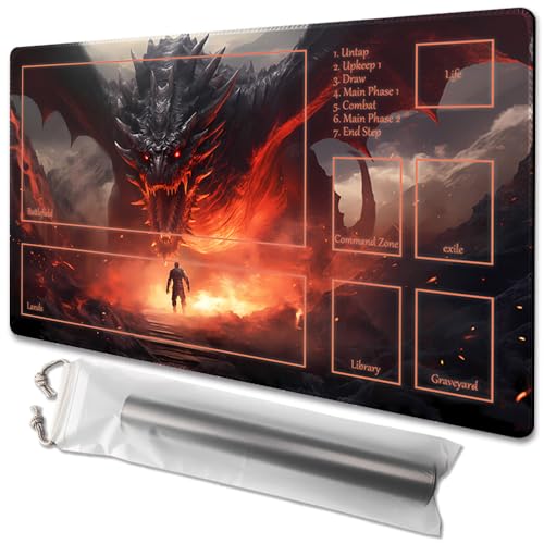 TCGMAT Tapis de jeu MTG avec impression arrière antidérapante, idéal pour les fans de jeux de cartes GCC (Dragon Roar-Deck)