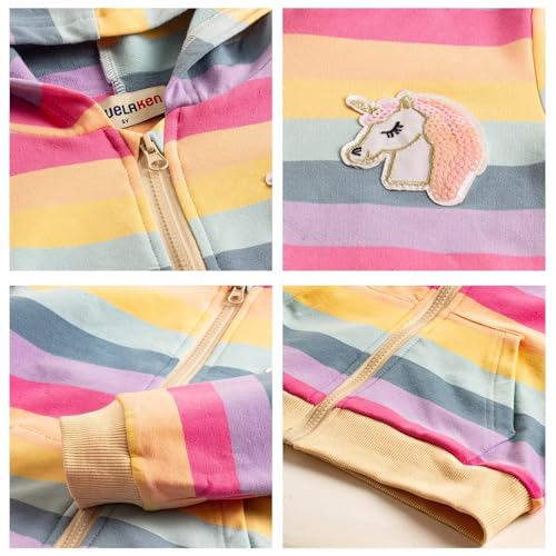 Image of weLaken Unicorn Sweatshirts for Girls Thick Cotton Pullover Tops Fall Winter Children Girls Clothing