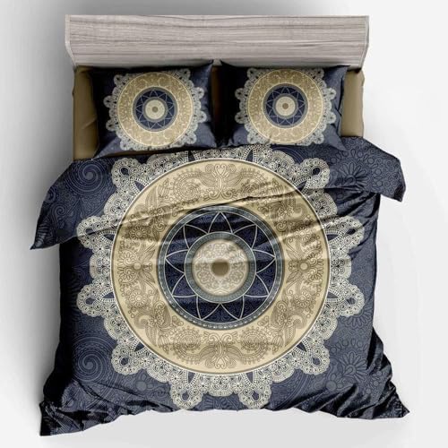Housse de couette Chickw1 parure mandala jaune microfibres douce - 2