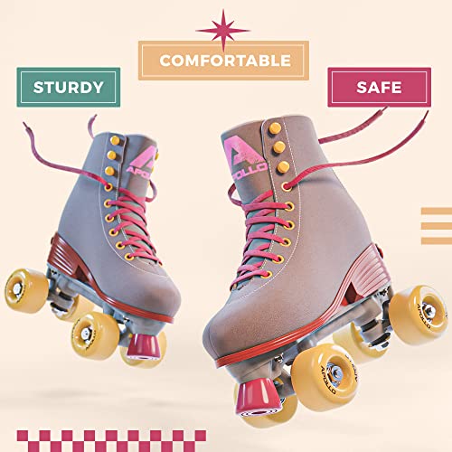 Apollo Roller Skates Women - Retro Skates For Women And Girls - Size Adjustable Womens Quad Skates With High Heel - Rollerskates Adult Women - Disco Quads - Nightfever #TOP2