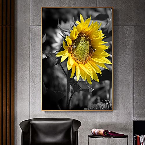 Art affiche et impressions style nordique fleurs noir et blanc