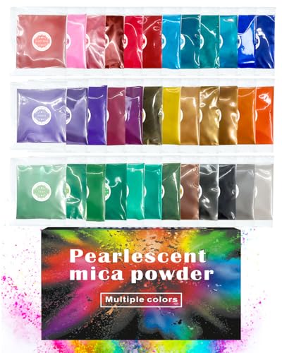 Luckymica Mica Pulver, 36 Farben Perlmutt-Pigmentpulver für Epoxidharz, 3g/Beutel Perlpigment-Set für Seifenherstellung, Badebomben, Kerzenherstellung, Kunsthandwerk, Lipgloss, Nagellack, Farbstoff