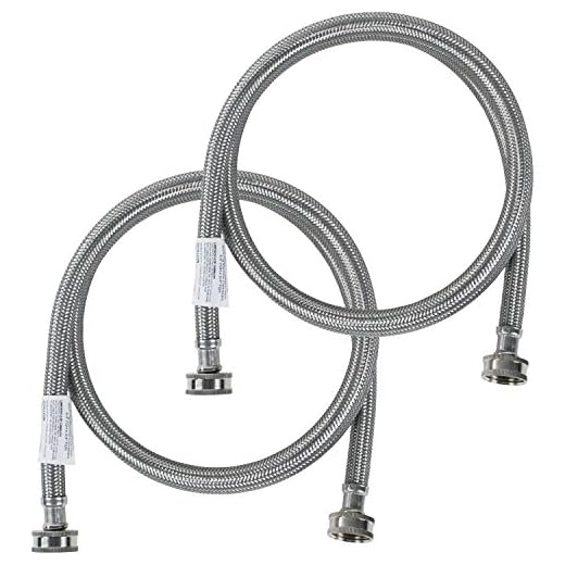 Certified Appliance Accessories Washing Machine Hoses (2 Pack), Hot and Cold Water Supply Lines, 5 Feet, PVC Core with Premium Braided Stainless Steel (WM60SS2PK)
