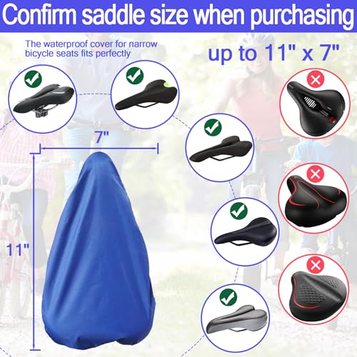 Image of Waterproof Bicycle Seat Covers Dustproof Rainproof UV-Resistant and Windproof Easy to Install and Clean Reusable Suitable for Men's and Women's Mountain Bike and Narrow Seats(2pcs Blue)