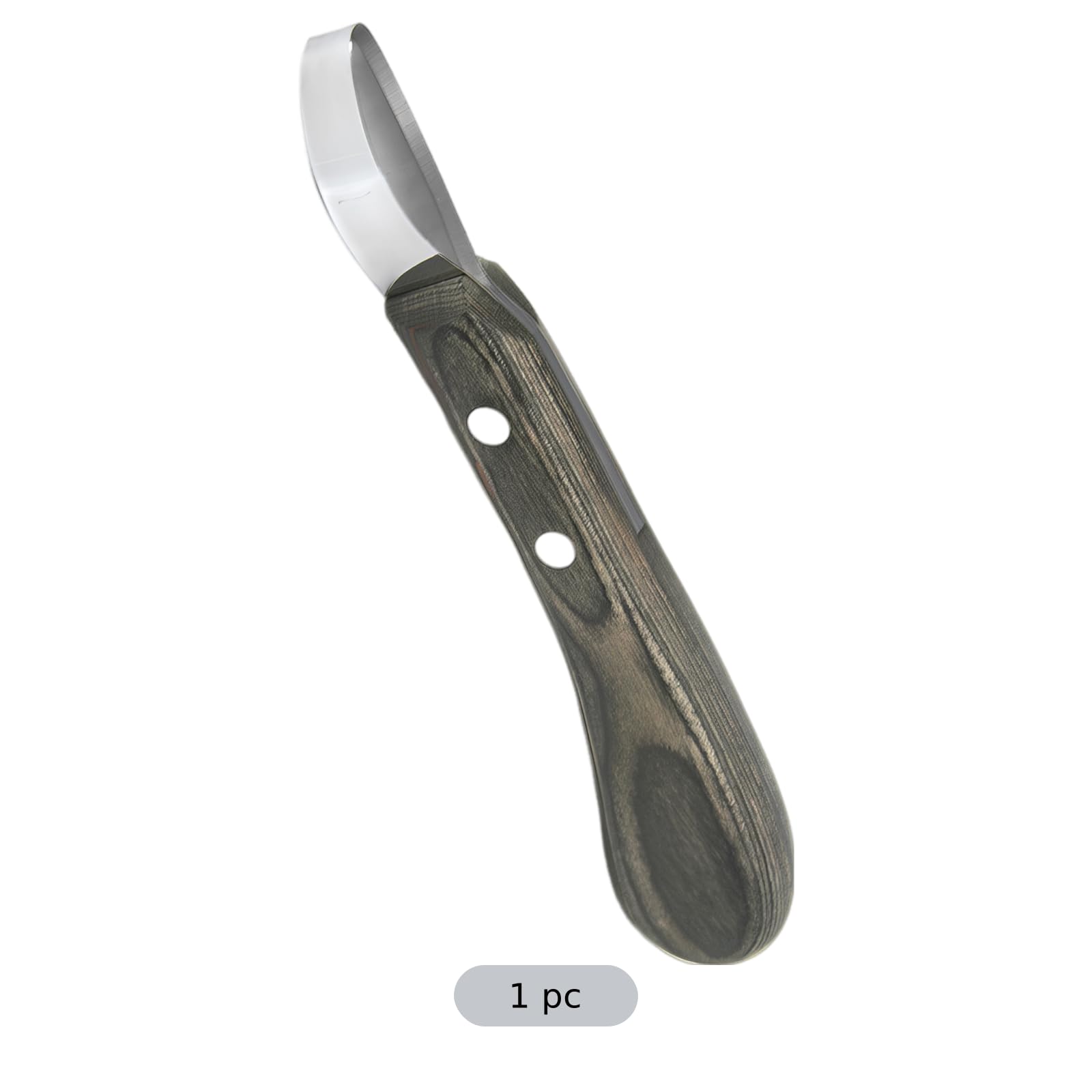 Generisch Ringförmiges Hufmesser für Pferde, Edelstahl Hufschmied-Werkzeug mit ergonomischem Buntem Holzgriff, für professionelles Huftrimmen, Zubehör für Stallreparaturen, Schwarz und Silber
