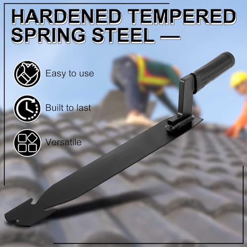 Image of Shingle Slaters Ripper, Steel Roof Ripper Shingle Remover Slate Puller Rip Slate Slating Nail Remover for Slaters Roofers Roofing(Black,18 Inch)