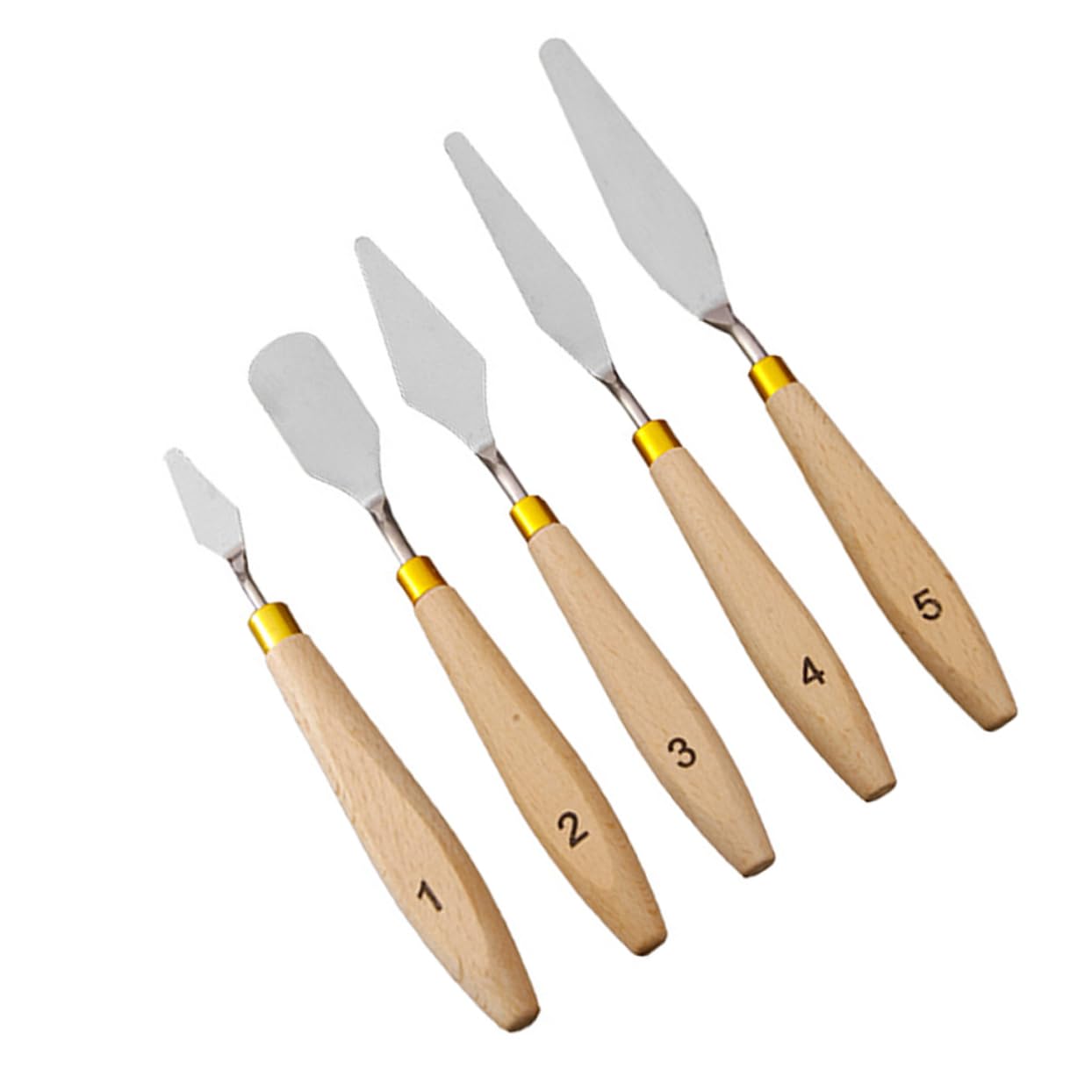 Angoily 5 Pcs Stainless Steel Painting Knives with Handle Versatile Spatula for Color Mixing Mural Art and Canvas Painting Accessories