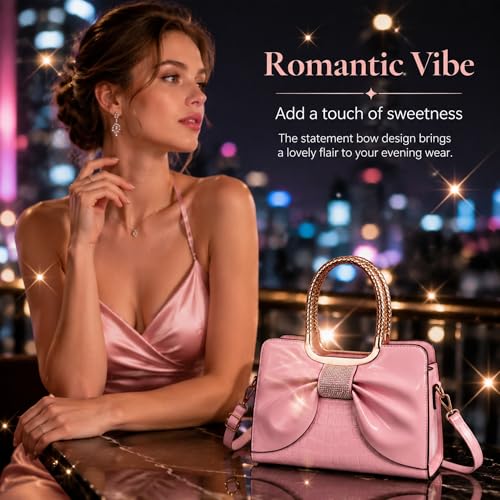 Shoulder Bags for Women, Retro Vegan Leather Handbags with Lock Closure, Y2K Vintage Purse Medium Structured Top-Handle Satchel for Work Travel Party (Pink) - image 6