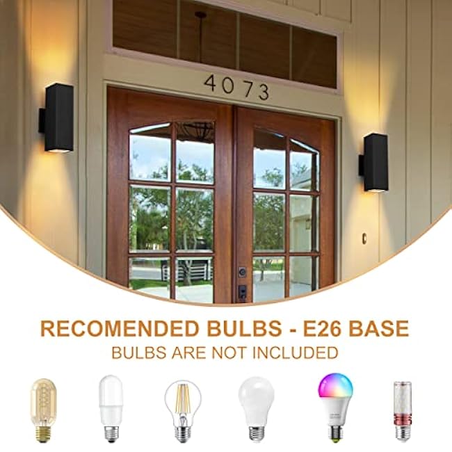 Outdoor Wall Lights, 2 Pack Waterproof Exterior Lighting Fixtures, Anti-Rust Outdoor Light Fixture Black Aluminum Porch Lights for Garage