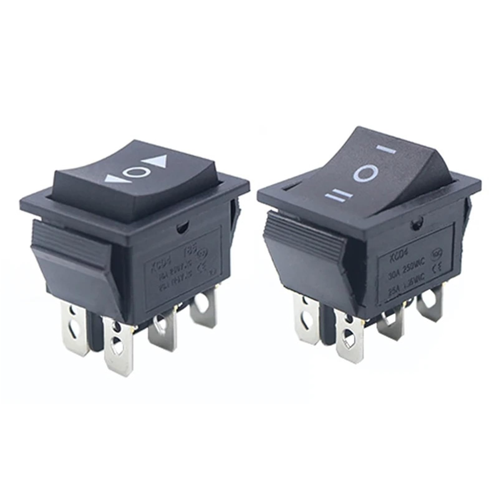 Interruptor basculante KCD4 con flecha de reinicio negra y 6 pines para doble circuito 250V 6