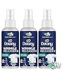 Downy Wrinkle Release Spray, Travel Size Spray, All In One Formula, Removes Wrinkles, Static and Odor Eliminator, Crisp Linen Scent, 3 Fl Oz, Pack of 3