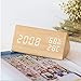 LED Réveil Électronique en Bois, Horloge Numérique avec 3 Réglages d'Alarme, Numérique Réveil Alimenté par USB Affichage de l'Heure, de la Température et de l'Humidité,12/24 Heure