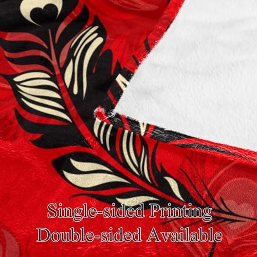 Couverture microfibre plumes rouges de qualité supérieure, jeté de lit doux 150x200