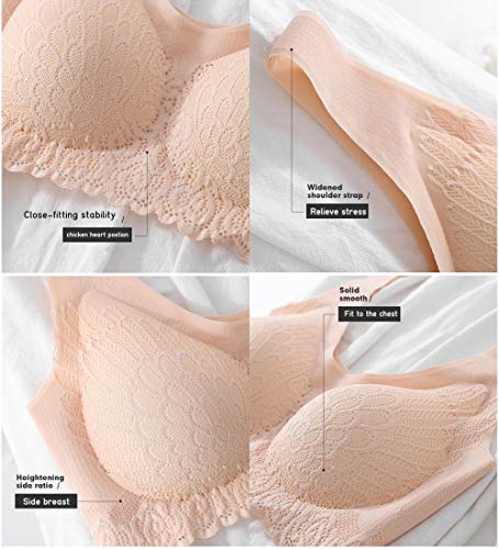 Sutiã feminino com contorno 5D sem fio, roupa íntima respirável de renda, sem costura, para esportes