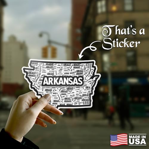 Image of Arkansas State Sticker - USA States Vinyl Decal 5 Inch, Waterproof Arkansas Map Sticker for Car Bumper, Laptop, Truck, Wall