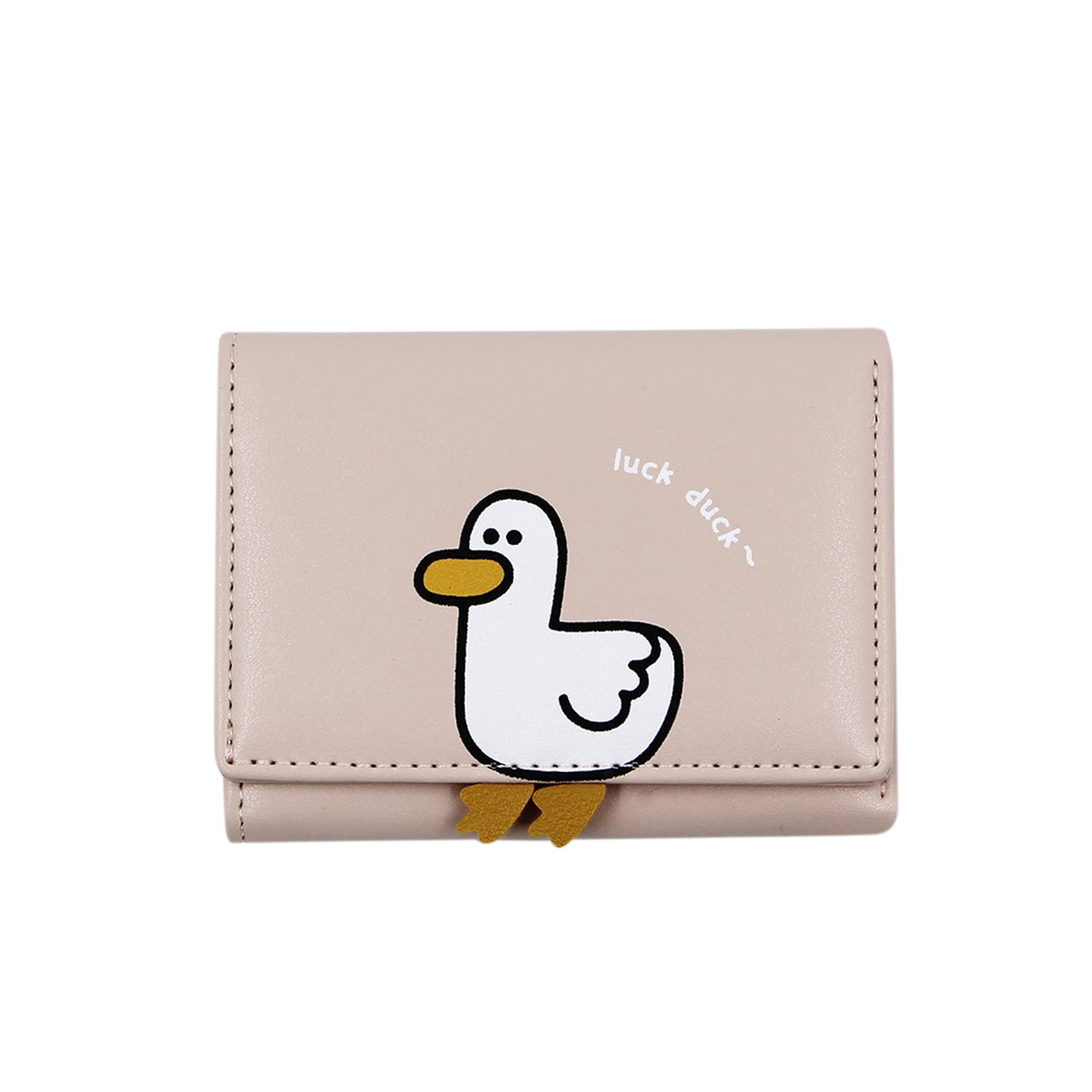 Amamcy Girls Cute 3D Duck Tri-folded Wallet Small Wallet Coin Purse Cash Pocket RFID Blocking Card Holder ID Window Purse for Women