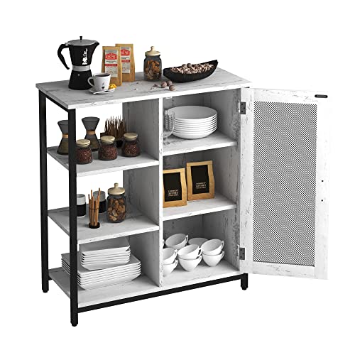 Lvsomt Buffet Cabinet With Storage, Kitchen Storage Cabinet, Industrial Farmhouse Barn, Coffee Bar Table, Multipurpose Side Console Table (White) #TOP6