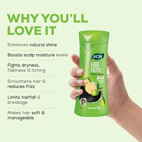 Image of Joy Hair Fruits Hair Dryness Control Conditioning Shampoo Enriched with Lemon & Olives, 340 ml