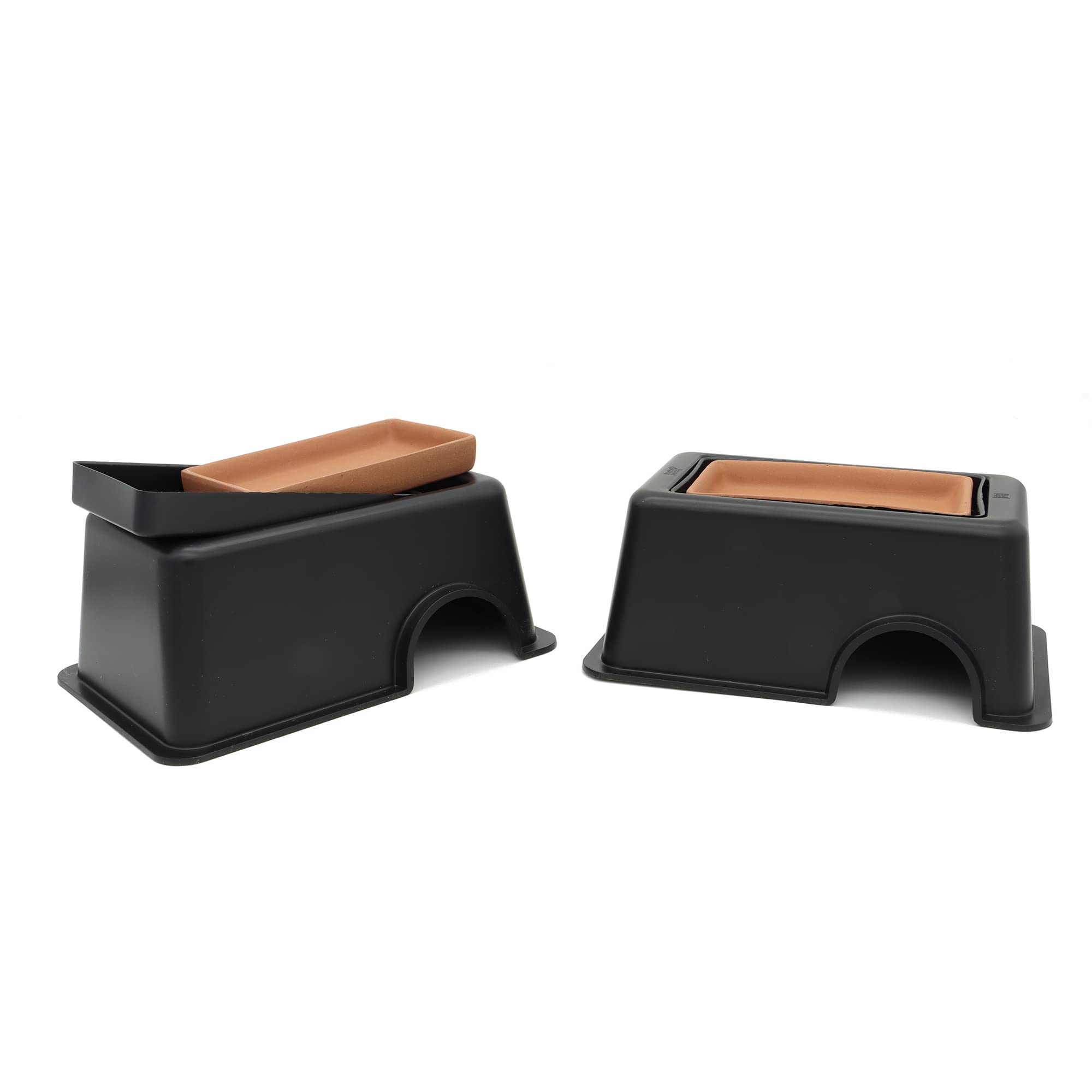 2 piezas pequeñas de reptil escondite caja humidificador cuevas de suministro de agua con lavabo para lagartos, gecko, serpiente