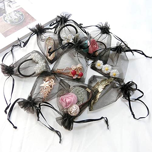 Image of Dealglad 100pcs Drawstring Organza Jewelry Candy Pouch Party Wedding Favor Bags (3x4 inch, Black)