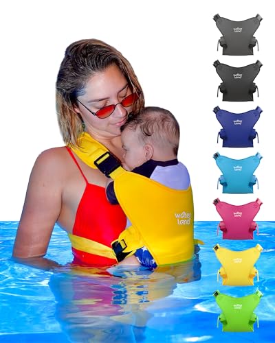 Image of WaterLand Baby Carrier - Innovative Carrier You Can Use Both in Water & Land - Waterproof Infant Chest Holder with Adjustable Straps, Lightweight Toddler Harness for Pool & Beach (Yellow)
