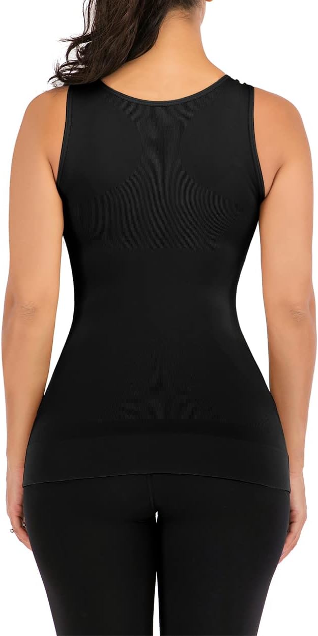 Women's Shapewear Camisoles With Built in Bra Tummy Control Padded Bra Seamless Compression Tank Tops - Image 3