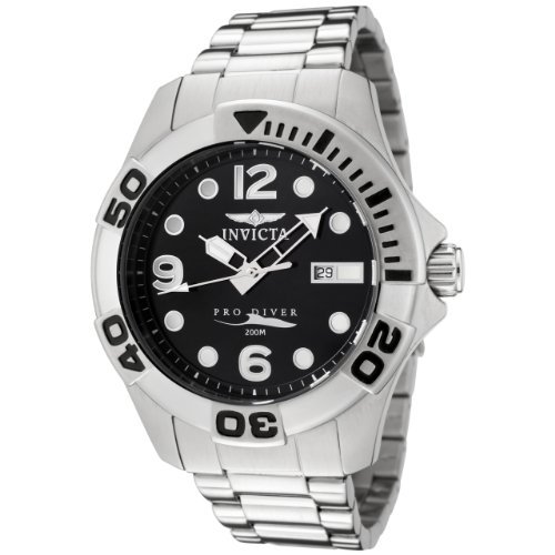 CrN^ Invicta Men's Y jp 0442 Pro Diver Black Dial Stainless Steel Swiss Quartz Watch v [sAi]