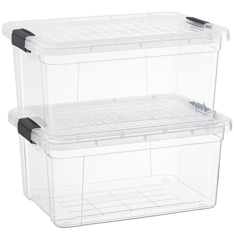 Image of Superio 21 Quart Clear Plastic Storage Boxes with Lids, Stackable Organizer Containers, BPA-Free Storage Bins for Home, Office, School & Dorm, 2 Pack