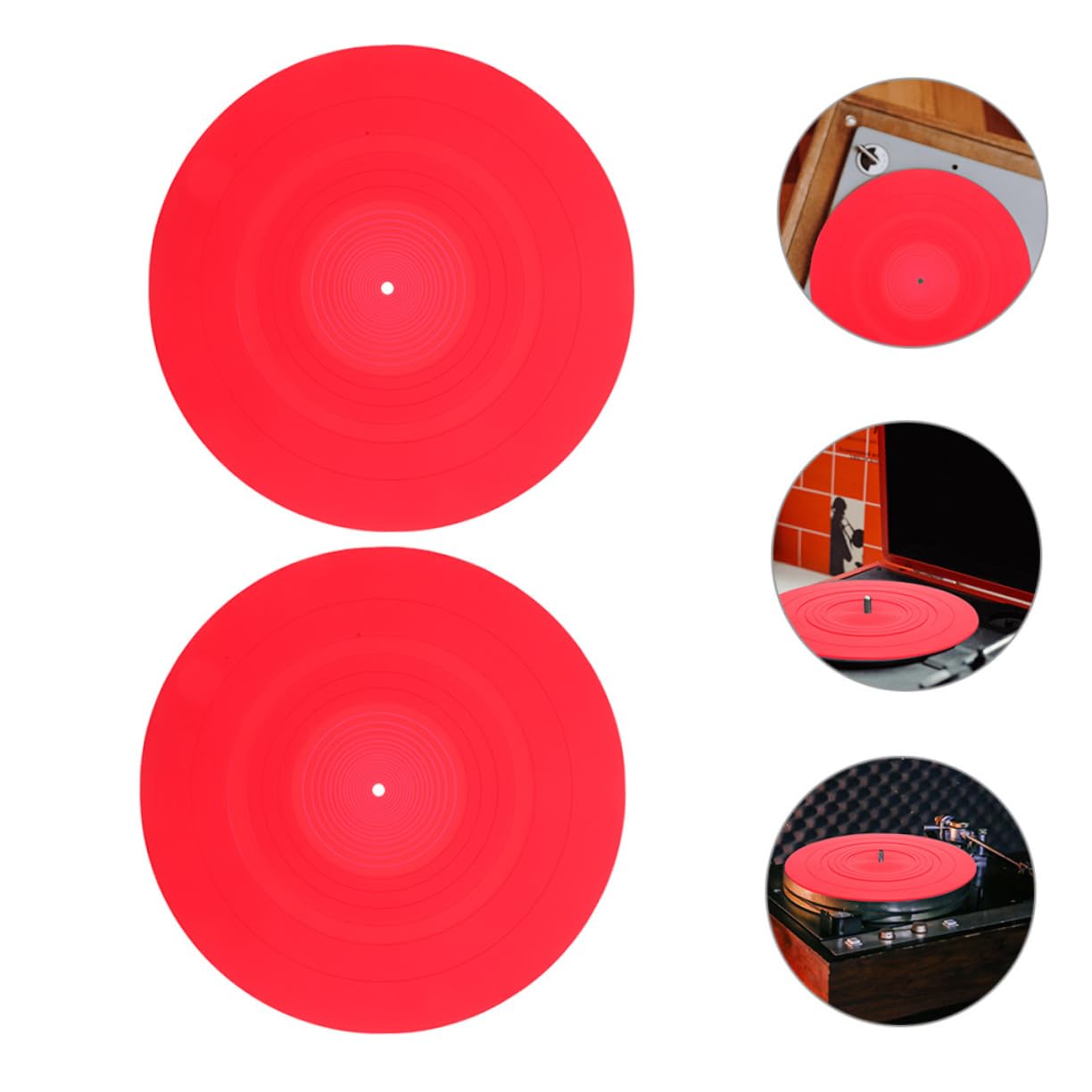 Tappetino Antistatico in Silicone Protezione e Stabilità per Giradischi 2 Pezzi Accessori Essenziali per Piatto Giradischi Vinile per Dj e Appassionati