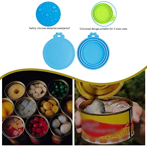 Pet Food Can Cover Silicone Can Lids For Dog And Cat Food, Pet Food Lids, Lids For Cans Of Pet Food, Universal Size One Fit 3 Standard Size Food Cans (Light Blue+Green) #TOP1