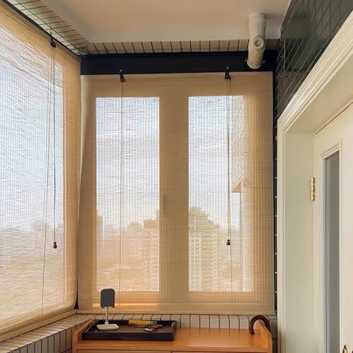 Persianas De Bambu Exterior,Estor Enrollable de Protectora Solar Tenda a Rolllo in Bamboo Cortina De Bambú con Accesorios para Cocina y Patio