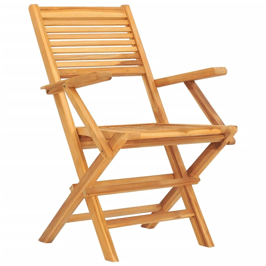 Set di 5 mobili da giardino in legno massello teak con sedie pieghevoli, resistenti alle intemperie, per terrazza, balcone e giardino, salvaspazio, robusto, con foro per ombrellone
