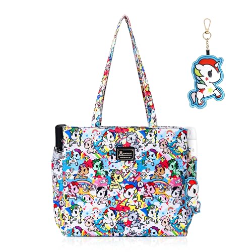 Image of tokidoki Large Tote Bag with Unicorno Keychain Laptop Travel Bag Shoulder Work Tote Weekender Bag Handbag for Women