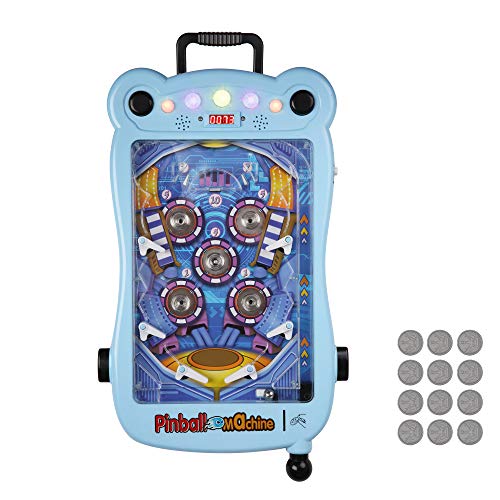 Vilobos Mini Pinball Toy for Kids Electronic Pinball Machine Table Entertainment with Light and Music Parent-Child Puzzle Game for Boys and Girls, Blue