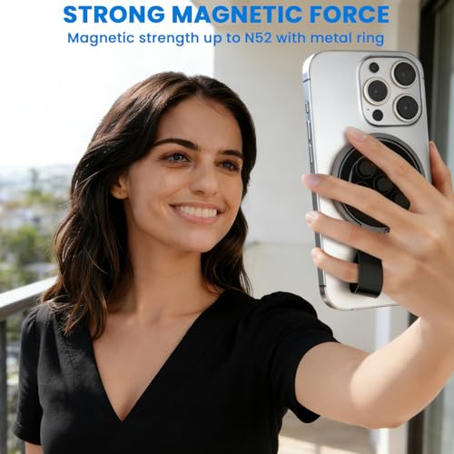 Image of ZORBES Magnet Phone Stand Grip, 360 Swivel Folding Compact Suction Cup Phone Ring Desk Stand, Magnetic Phone Ring for MagSafe Grip for iPhone 17 /16 /15 /14 /13 Pro Max Plus