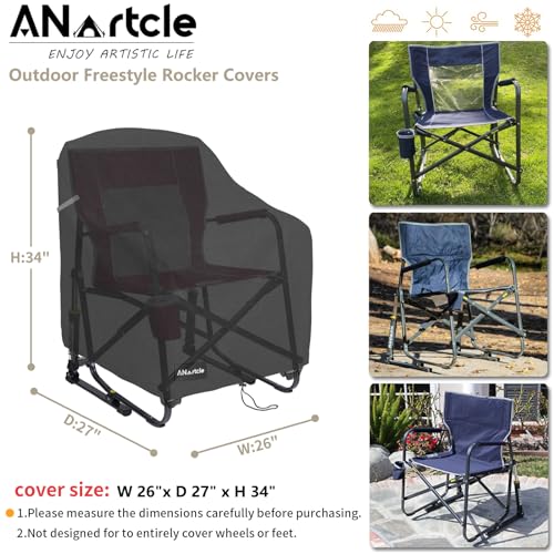 Image of ANartcle Rocking Chair Covers for GCI Outdoor 37072 Chair,Freestyle Rocker Cover,Waterproof Heavy Duty Outdoor Camping Chair Covers, (26 W x 27 D x 34 H inches)Black.