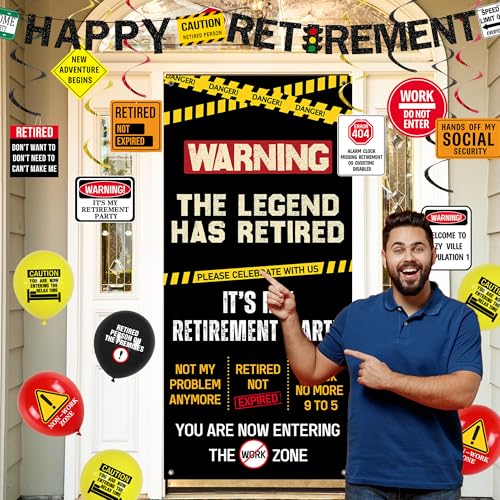 Roetyce Retirement Decorations, Caution Legend Has Retired Door Banner