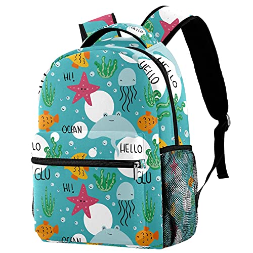 Sac à dos de voyage bleu pour enfants avec motif étoile de mer