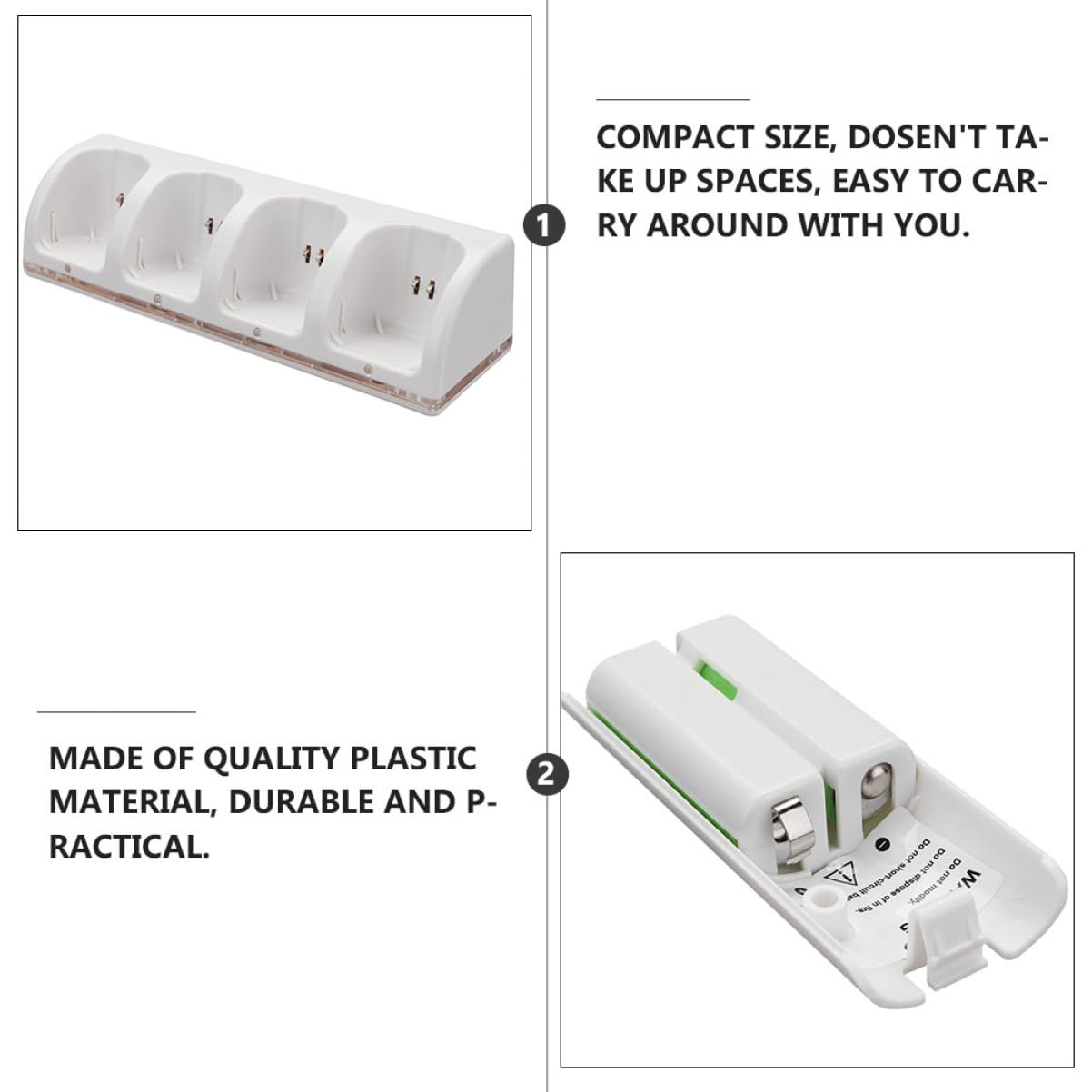 Caricatore Batterie a 4 Slot USB Bianco, Set 1 Pezzo