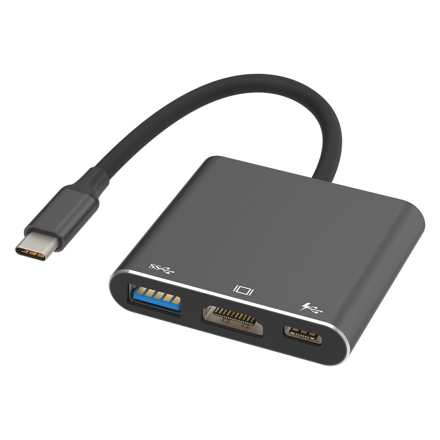VG USB C to 4K HD.MI Adapter for MacBook Pro/Air, 3 in 1 USB-C Digital AV Multiport Adapter with 4K 30Hz, 100W Charging, USB 3.0 5Gbps Data Port Compatible with Mac M1 M2 Laptop iPad Pro/Switch