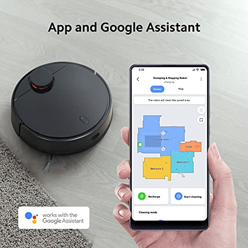 Image of Xiaomi Robot Vacuum-Mop Best-in-Class Laser Navigation in Band Intelligent Mapping Robotic Floor Cleaner with 2 in 1 Mopping and Vacuum App Control WiFi Alexa GA Strong Suction Power 2100 Watt, Black
