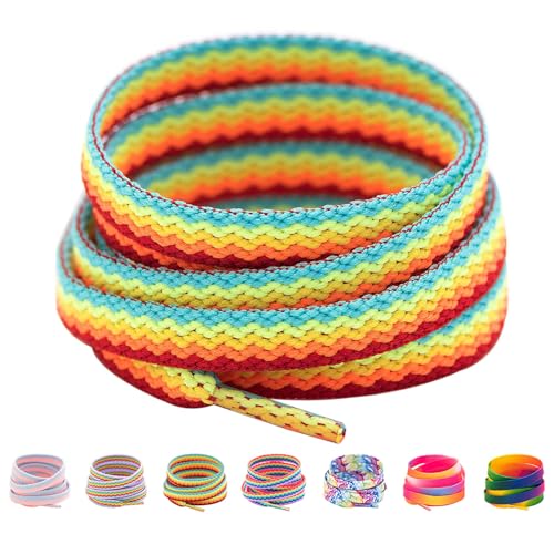 Image of Booyckiy 3 /4 inch Wide Satin Ribbon Shoelaces Flat Colorful Shoe Laces for Women Girls