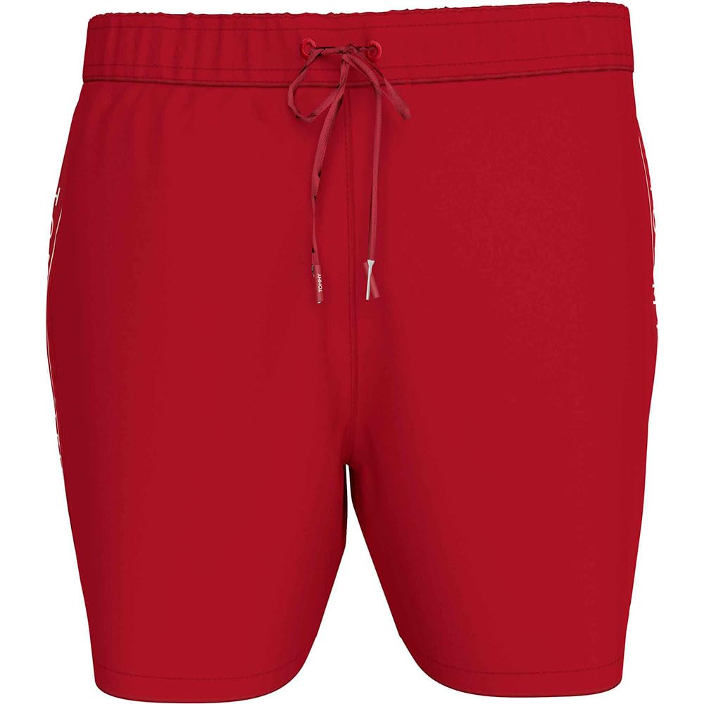 Tommy Hilfiger Men’s Medium Drawstring Tape Swim Shorts, Multicolor (Medium Red), XL