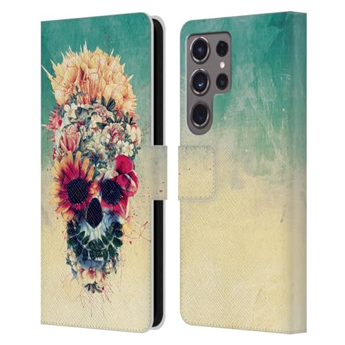 Funda Samsung S24 Ultra 5G con tarjetero y soporte magnético de cuero Head Case Designs Calaveras