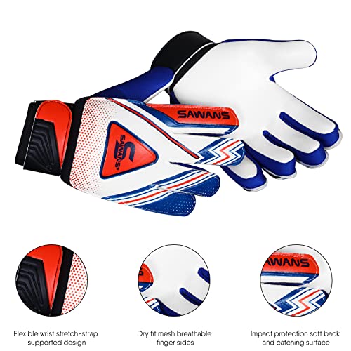 SAWANS Football Goalkeeper Gloves Boys Kids Children Youth Adult Soccer Goalie Protection Goal Keeping Gloves Finger Support Wrist Junior Anti Slip Palm (Size 2 for 4 to 5 year old - Image 3