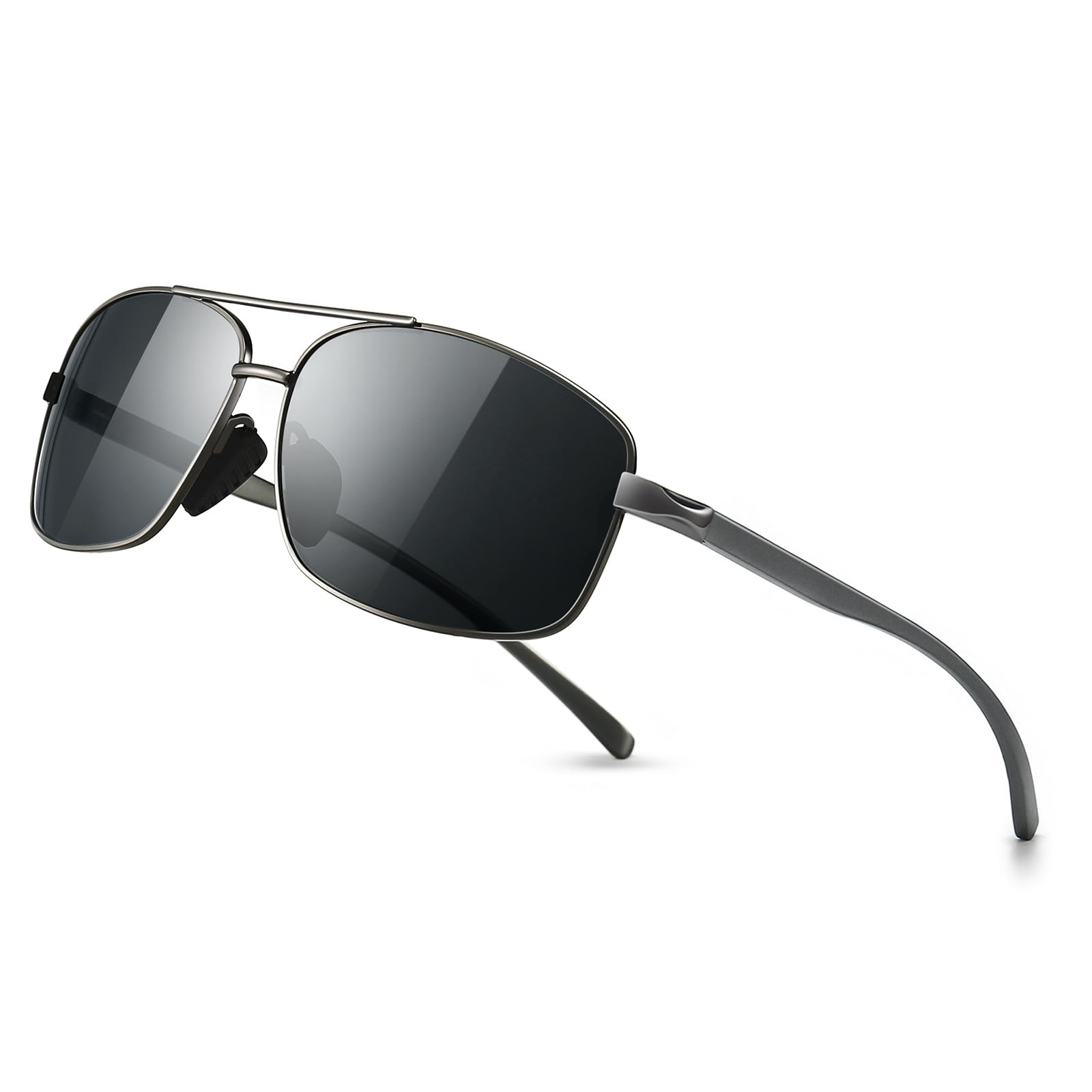 SUNGAIT Retro Rectangulares Gafas de sol Hombre Polarizadas Clásico metal Marc ClimeCo Certified