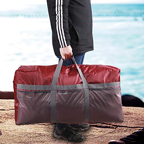 REDCAMP 96L Extra Large Duffle Bag Lightweight, Water Repellency Travel Duffle Bag Foldable for Men Women, Wine Red